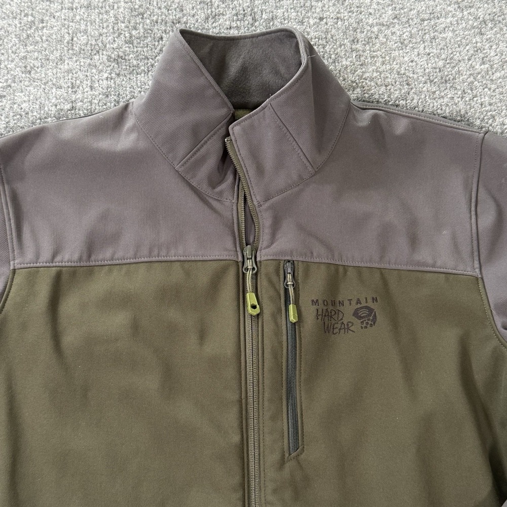 Mountain Hardwear Jacket Mens M Green Gray Soft Shell Windbreaker Hiking Outdoor